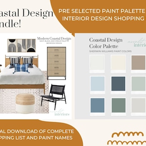 BUNDLE Coastal Paint Palette and Interior Design Package Bundle, Online Interior Design Package, Interior Paint Palette