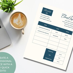 Cool Tones Bohemian Custom Client Invoice Canva Template, Minimalist Client Invoice Template, Client Payment Form, Client Invoicing Template