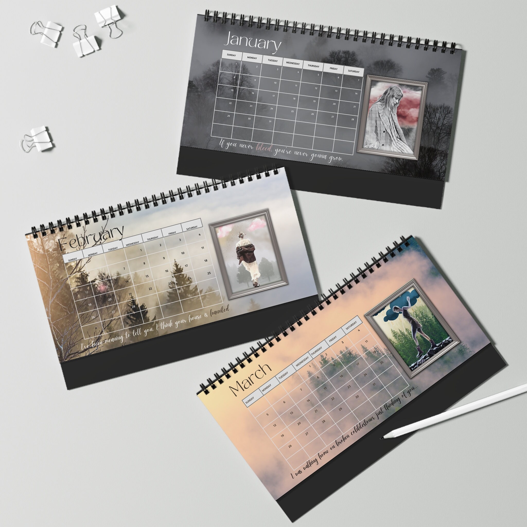 Taylor Swift Calendar Folklore 10in X 5in Etsy
