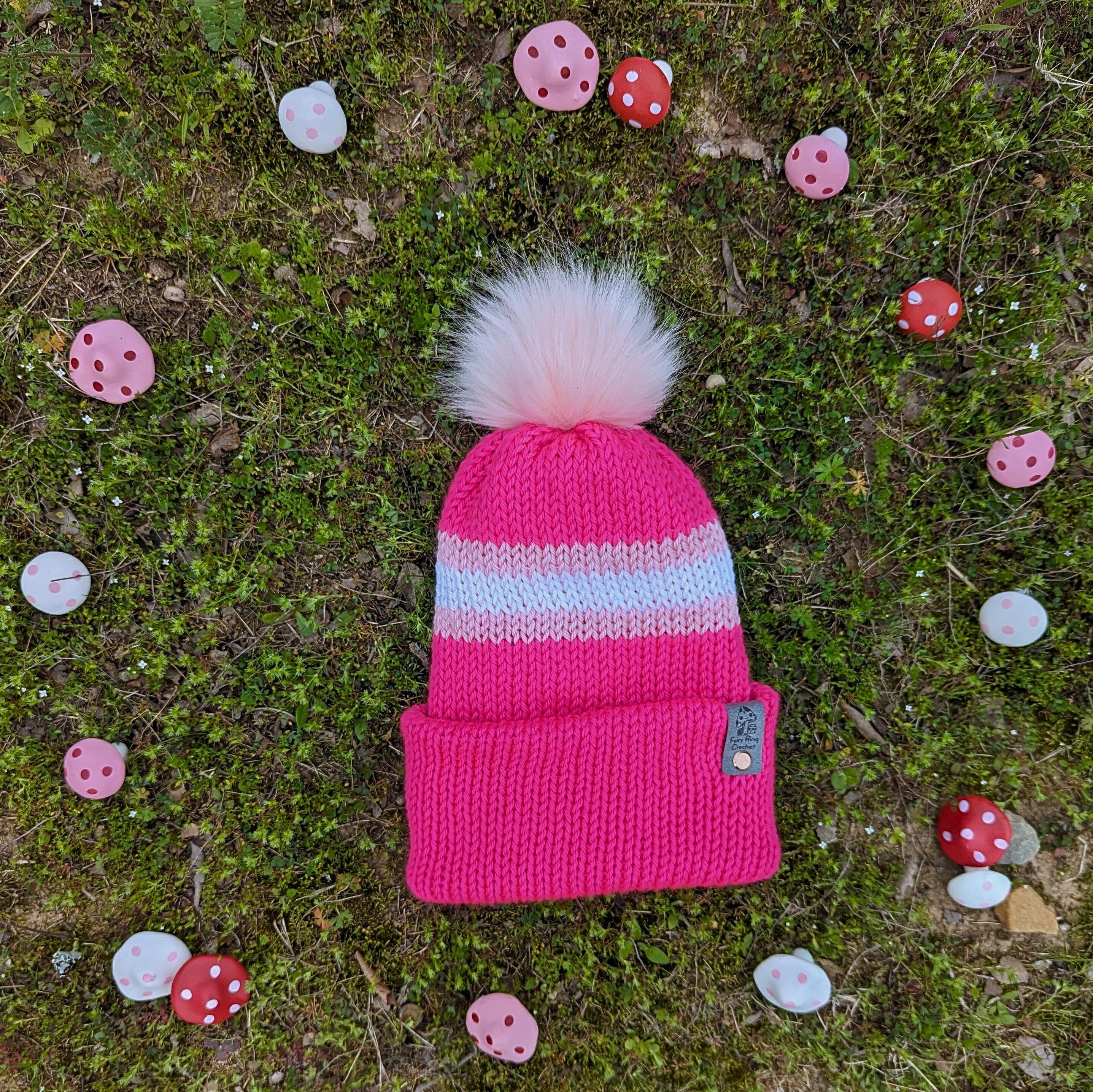 Women\'s French Style Double Layer Warm and Soft Knitted Beanie Hat Pink Women\ main image 2