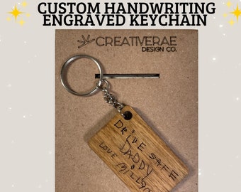 Custom gift - handwriting engraved keychain - Christmas gift for mom - gift for dad - personalized - gift under 15 dollars - memorial gift