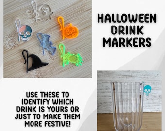 Halloween drink markers - cup identifiers - festive decoration - party favors