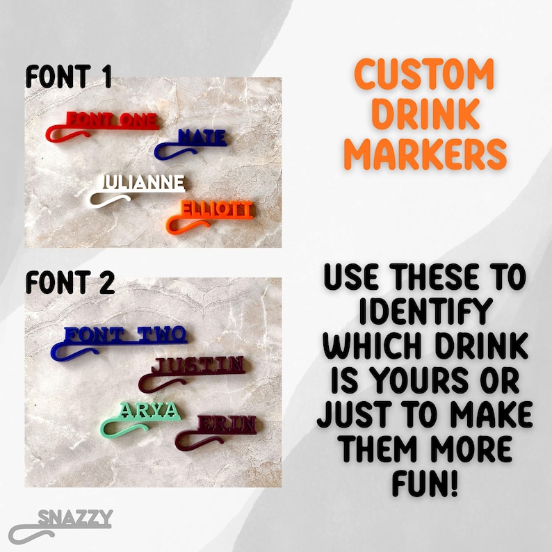 Custom drink markers - cup tags - party favors - drink identifiers - image 2