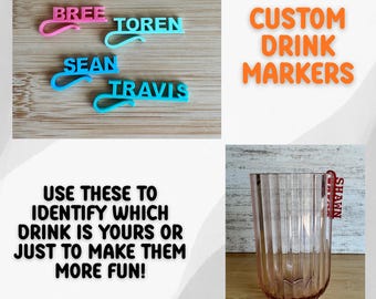 Custom drink markers - cup tags - party favors - drink identifiers -
