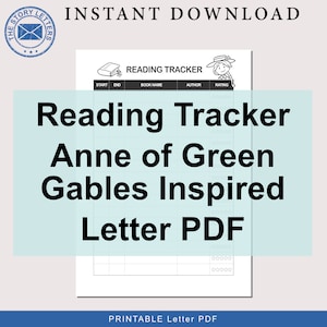 Reading Tracker - Anne of Green Gables Inspired Digital Download Printable PDF Letter Size
