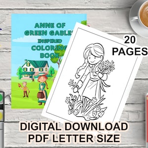 Anne of Green Gables Inspired Coloring Book - 20 Pages - Colouring Digital Download Printable PDF Letter Size - Prints - Gifts
