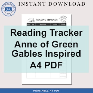 Reading Tracker - Anne of Green Gables Inspired Digital Download Printable PDF A4