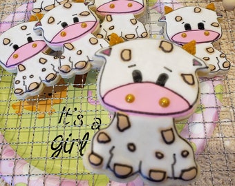 Baby Cow Sugar Cookies Baby Shower Birthday Party Favor Treats It's a Girl It's a Boy cookies Unicorn Cow Unicow