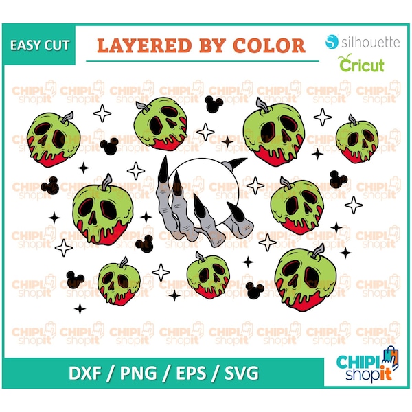 Poison Apple Full Wrap Cup SVG, Full Wrap Witch Poison SVG, Halloween Coffee Cup FIle, Poison Apples SVG, Witch Hand full wrap File