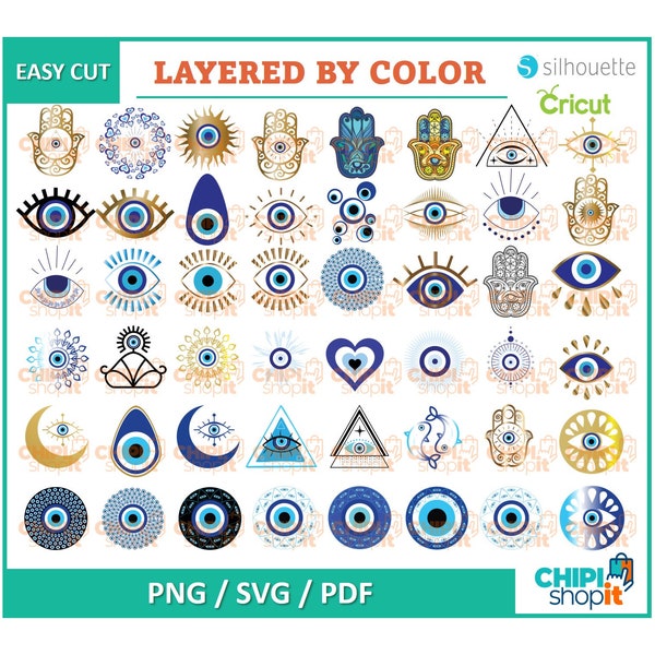 Evil Eye SVG Bundle, Hamsa Hand SVG, Turkish Eye SVG, Evil Eye Protection Files for Cricut, Instant Download