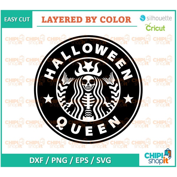 Halloween Queen SVG,  Digital File, Skeleton Coffee Ring SVG, Skeleton Coffee, Clipart, Venti Cup Decal SVG, Coffee Ring Decal, Cold Cup