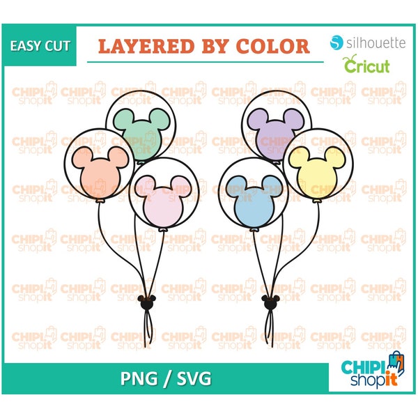 Mouse Ears Balloons SVG, Magic Mouse Balloons SVG PNG, Layered Mouse Balloons