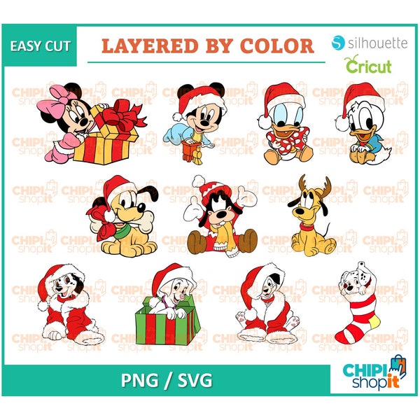 Christmas SVG Bundle, Christmas Baby Mouse Layered Bundle, Christmas Mouse SVG, Christmas for Cricut