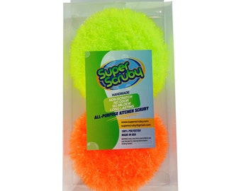 Set of 2 Handmade Polyester Dish Scrubbers: Non-Scratch Scrubbies