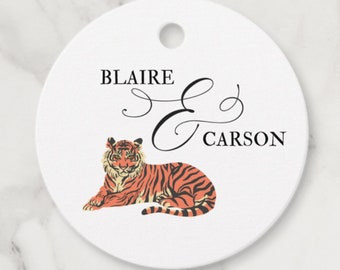 Wedding Favor Template Exotic Jungle Inspired Printable Wedding Favor Tag Editable Canva Tiger White Lotus Template Wedding Sticker Editable