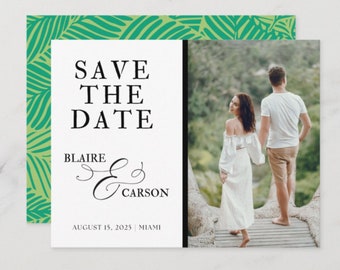 Wedding Save the Date Template Exotic Jungle Printable Save the Date Card Editable Canva Tiger White Lotus Template Maximalist Wedding