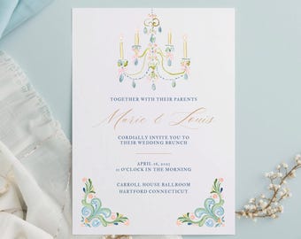 Baroque Wedding Invitation and Reply Card Template: Hand Drawn Wedding Printable (Digital Download)