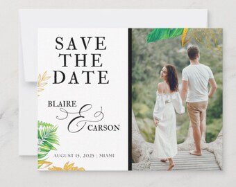 Save the Date Template Exotic Editable Canva Tropical Wedding Jungle Inspired Destination Wedding Save the Date Printable Instant Download