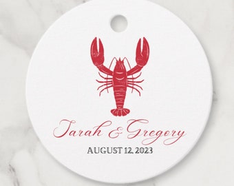 Lobster Bake Wedding Printable Favor Tag Template Sticker Label Nautical Theme Maine Beach Wedding | Edit, Download, Print
