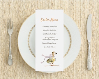 Easter Menu Template Editable in Canva | Baby Duckling Easter Table Decor