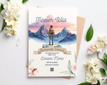 Bachelorette Hiking Weekend Invitation: Editable Canva Template
