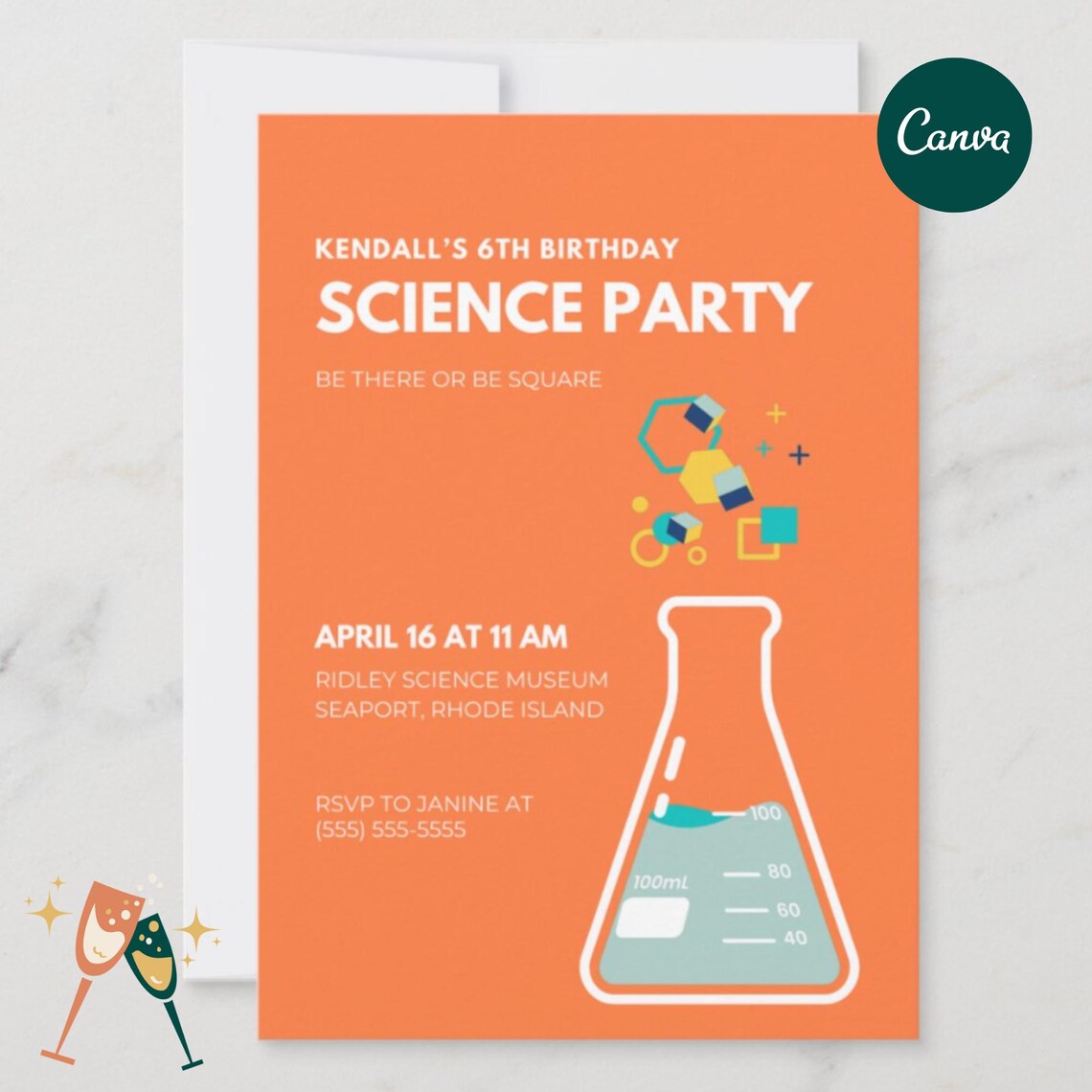 Science Birthday Party Invitation: Colorful Chemistry Theme (editable ...