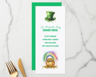 St. Patrick's Day Menu: Editable Canva Templates