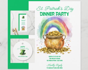 St. Patrick's Day Party Bundle: Editable Canva Templates