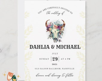 Country Western Charm Wedding Invitation Template Printable Invitation Template Editable Canva Texas Wedding Invite Template Cowboy Cowgirl