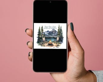 Rustic Camping Save the Date: Adirondack Chairs, Pine Trees (Printable Template)
