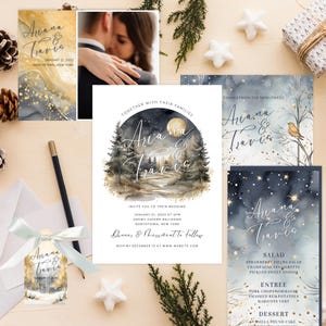 Winter Wedding Invitation Editable Template for Winter Wedding Theme Pine Tree Wedding Invitation Digital Printable December Wedding Invite