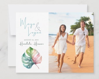 HAWAII WEDDING Save the Date Template Editable Canva Watercolor Wedding Beach Ocean Wedding Save the Date Printable Instant Download