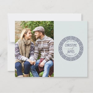Réservez le modèle de date de mariage celtique carte postale imprimable sur toile modifiable Irlandais Viking mariage écossais plat, réservez la date téléchargement immédiat