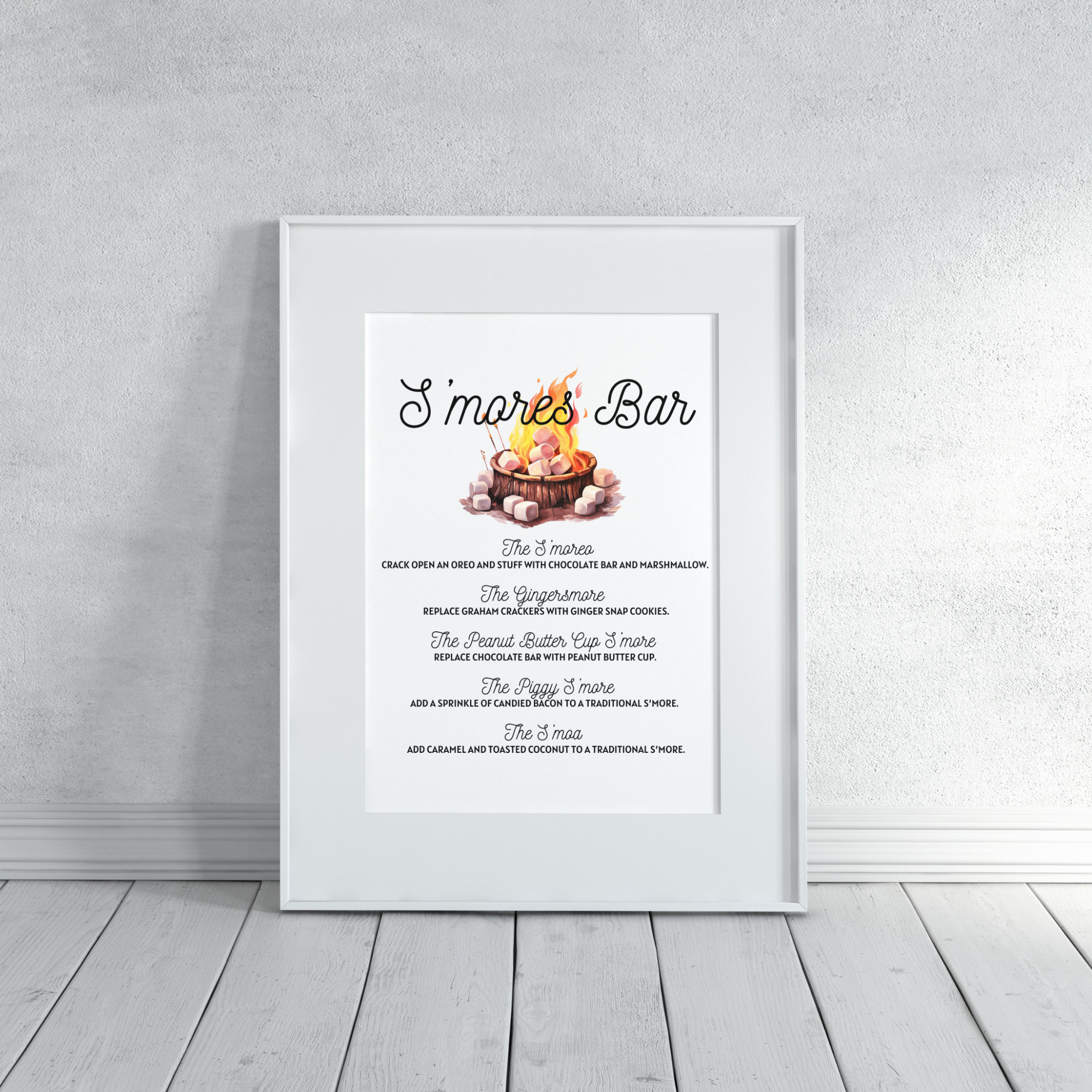 S'mores Bar Sign: Rustic Wedding Recipe Menu (digital Download) - Etsy