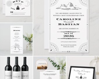 Ouija Board Wedding Invitation Suite: Spooky Halloween Printable (Canva Template)