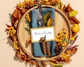 Thanksgiving Place Cards Set of 20 Turkey Place Cards Funny Thanksgiving Dinner Table Decor Two-sided Name Cards for Table Place Setting