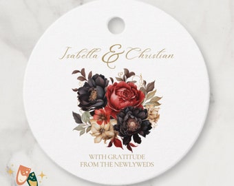 Wedding Favor Gothic Victorian Elegant Wedding Favor Template Canva Editable Printable Wedding Favor Design Red Black Floral