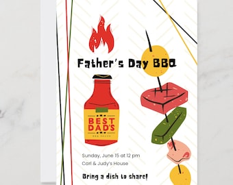 Sjabloon BBQ-uitnodiging voor Vaderdag | Cookout-uitnodiging (digitale download)