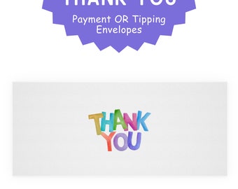 Thank You Envelope for Babysitter Payment Envelope Birthday Party Vendor Tip Rainbow Thank You Money Envelope for Party Attendant Gratuity