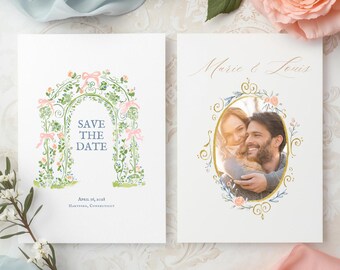 Rococo Save the Date Template: Hand Drawn Wedding Printable (Digital Download)