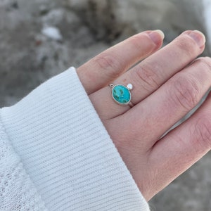 Turquoise Silver Statement Ring - Sterling Silver - Boho Rings