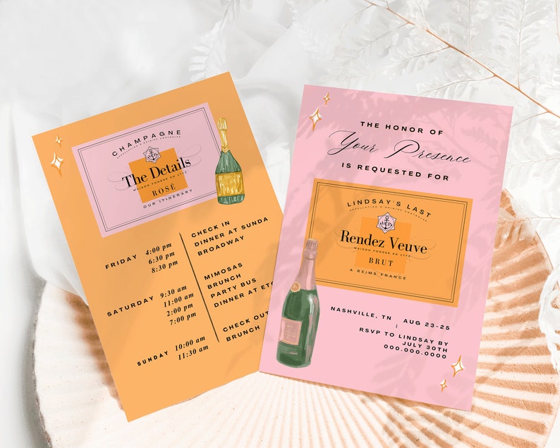 Champagne Bachelorette Welcome Itinerary Template - Etsy