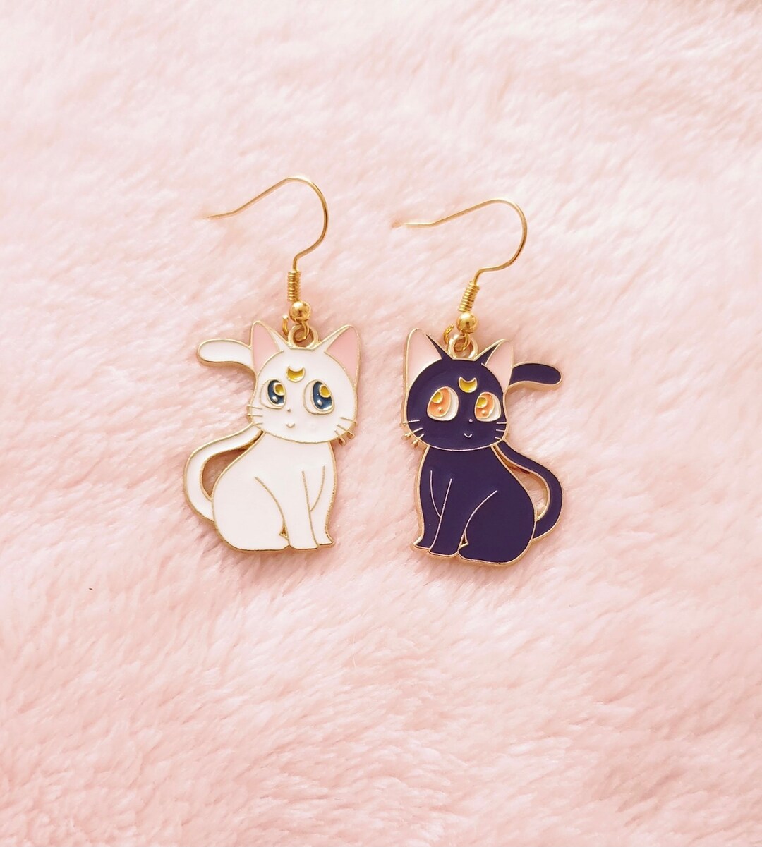 Kawaii Earrings Cottage Core Earrings, Sailor Moon Cat Earrings, Anime