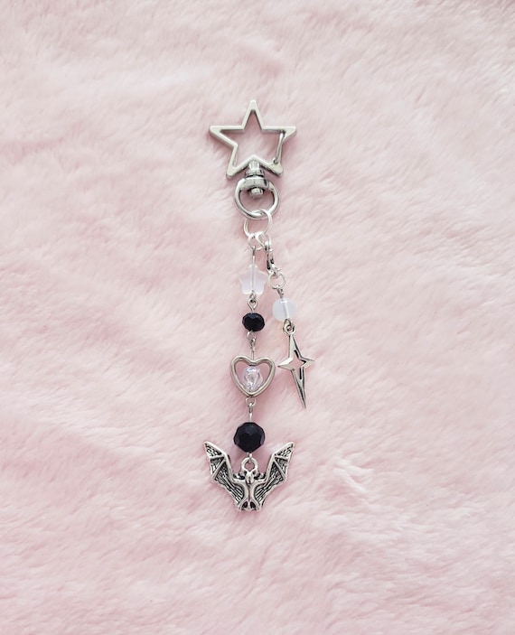 Kawaii Bat Wing Phone Charm: Beaded Fairy Keychain Dangle