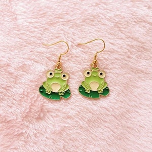 Frog earrings cottage core earrings kawaii earrings froggy earrings kawaii birthday gift kawaii gift novelty earrings gift for her