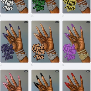 Clock That Tea With Watch and Nails 9 Different Colors Canva Template ...