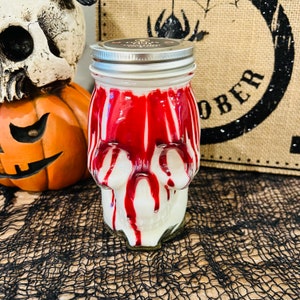 Bloody Skull Candle | Oddity Candle | 13 oz Glass Jar Candle | Scented Soy Candle | Unscented Soy Candle