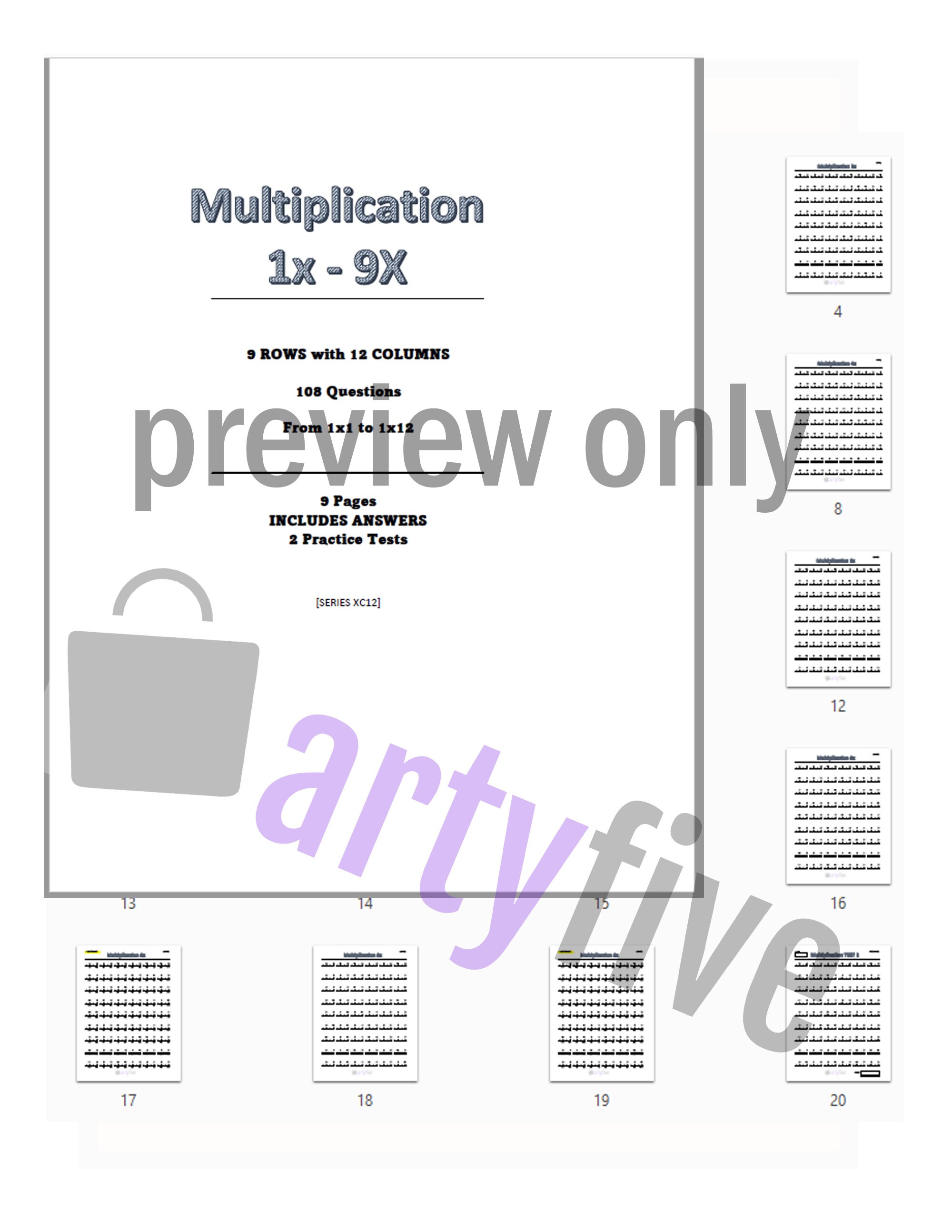 Multiplication Worksheets From 1x 9x 9 Pages 2 Practice Etsy