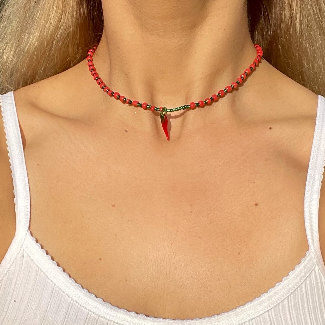 Red Chili Pepper Necklace Green Chili Pepper Necklace Etsy