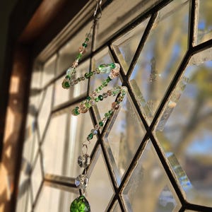 spiral beaded suncatcher, sparkling window decoration, rainbow maker, dopamine decor, indoor hanging art, outdoor garden decor, hippie prism